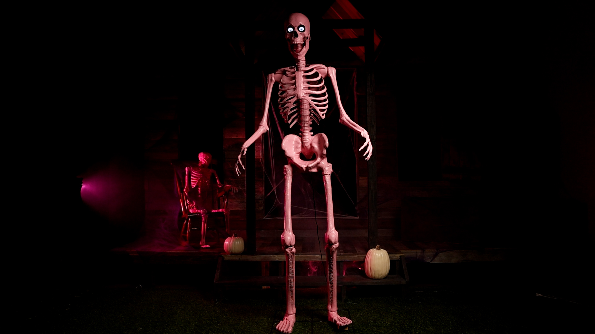 Whether you're hosting a haunted house party or simply want to impress the neighborhood, this exclusive 8FT Animated Giant Pink Skeleton Decoration will definately make an impact. We like to call her Ms. Vanderbones!